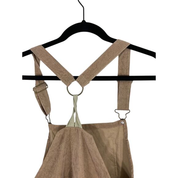 Entro Small Corduroy Painters Overall Beige Pinafore Cottage Farmhouse Dress - Picture 4 of 6